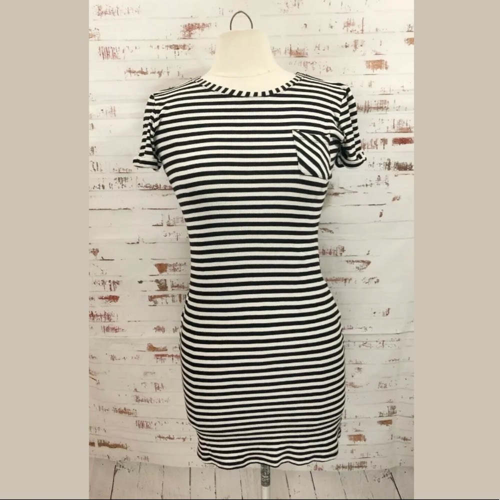 Potter’s Pot Stretch Knit T-Shirt Dress L Stripe